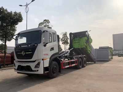 國六東風天龍後雙橋18方勾臂套臂垃圾車